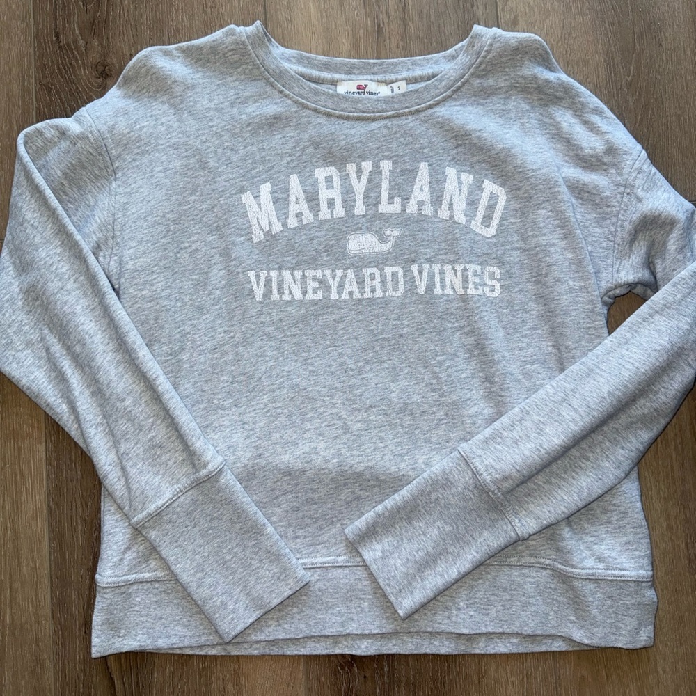 Vineyard Vines Heather Gray Terry Crew Neck Maryland Pullover Sweatshirt Small S